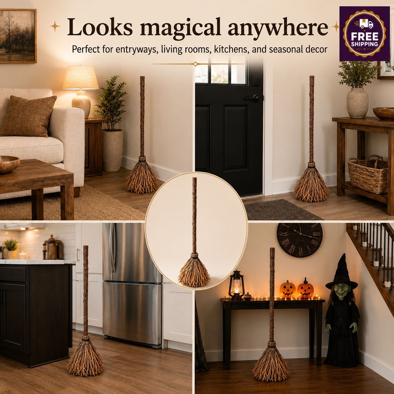 Halloween Floating Witch's Broom