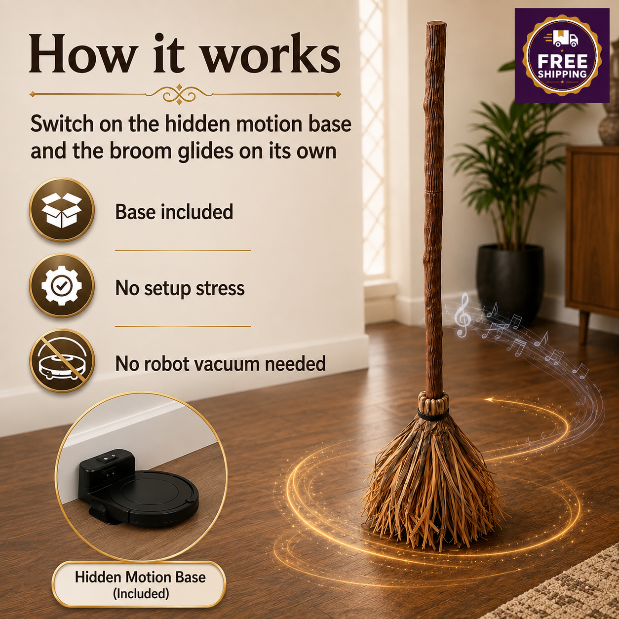 Halloween Floating Witch's Broom