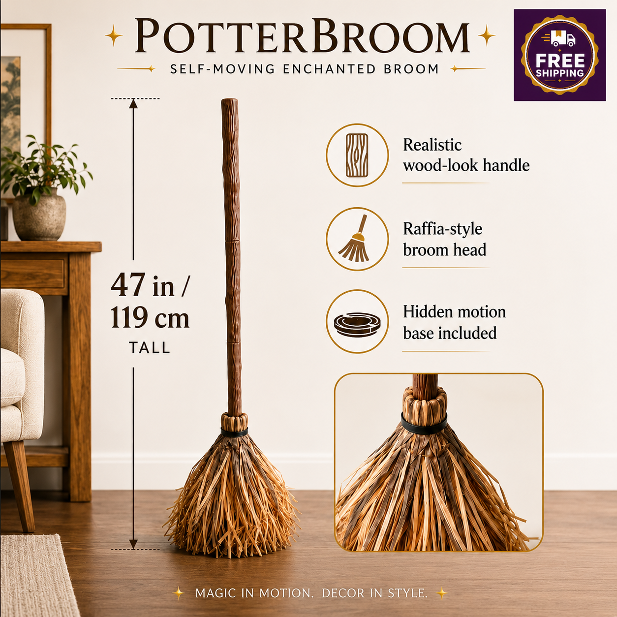 Halloween Floating Witch's Broom